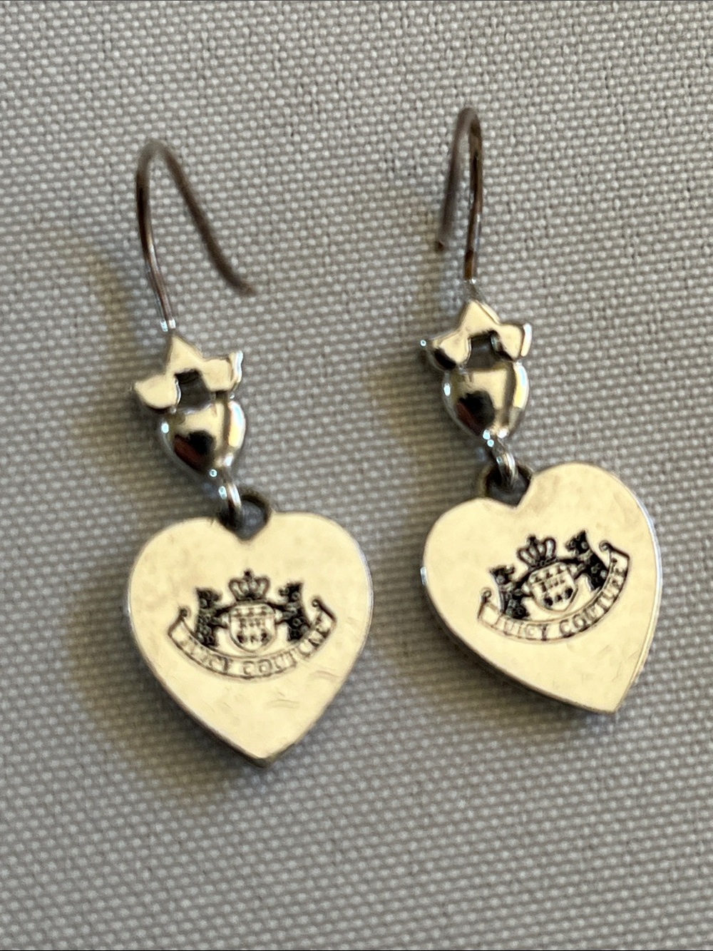 Juicy Couture Silvertone Heart Earrings - Picture 3 of 5